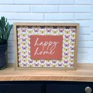 Rustic Painted Wooden Butterfly "Happy Home" 9×12" Wall Decor Gallery Sign